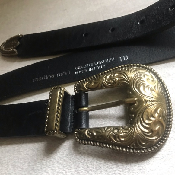 Women’s Italian Leather & Brass Belt - Picture 3 of 6